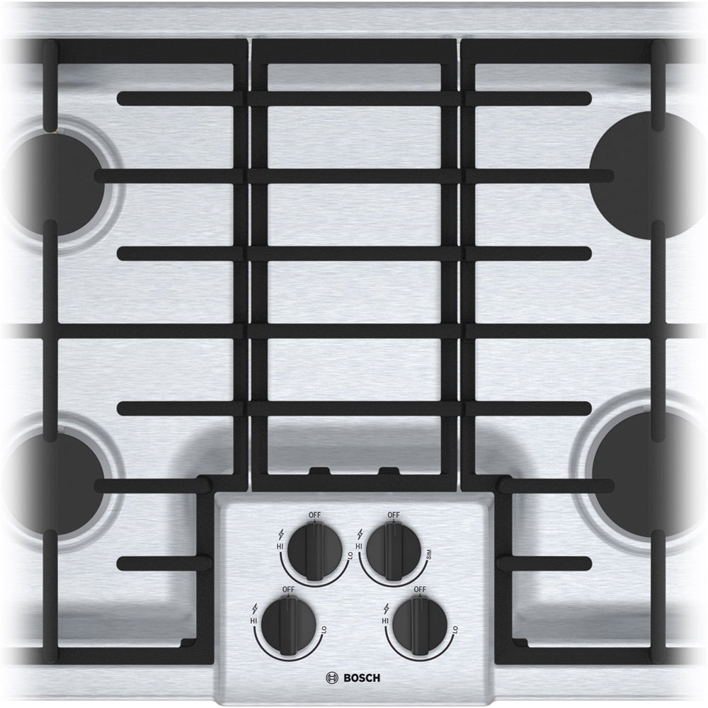 Bosch NGM5056UC 500 Series, 30" Gas Cooktop, 4 Burners, Stainless Steel