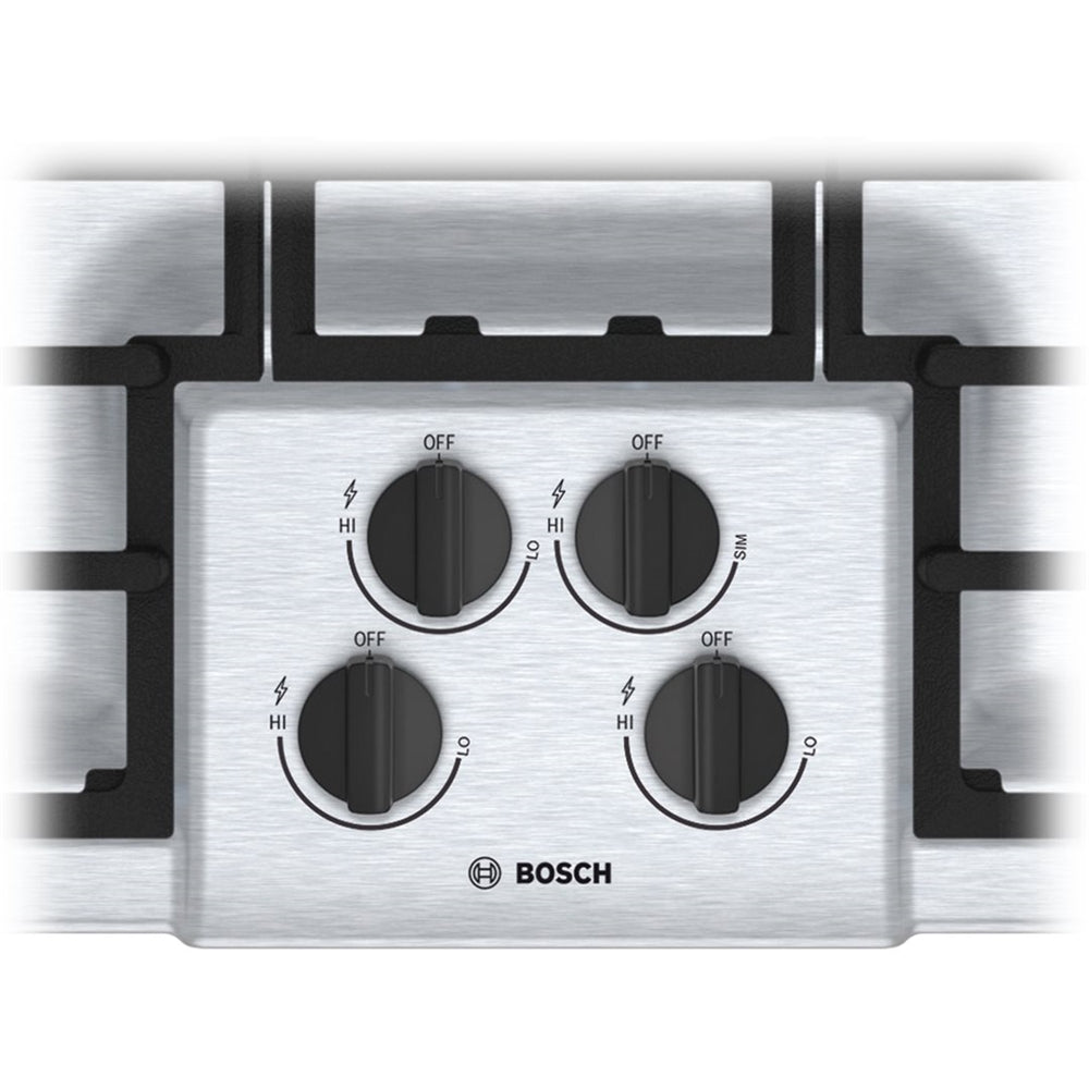 Bosch NGM5056UC 500 Series, 30" Gas Cooktop, 4 Burners, Stainless Steel