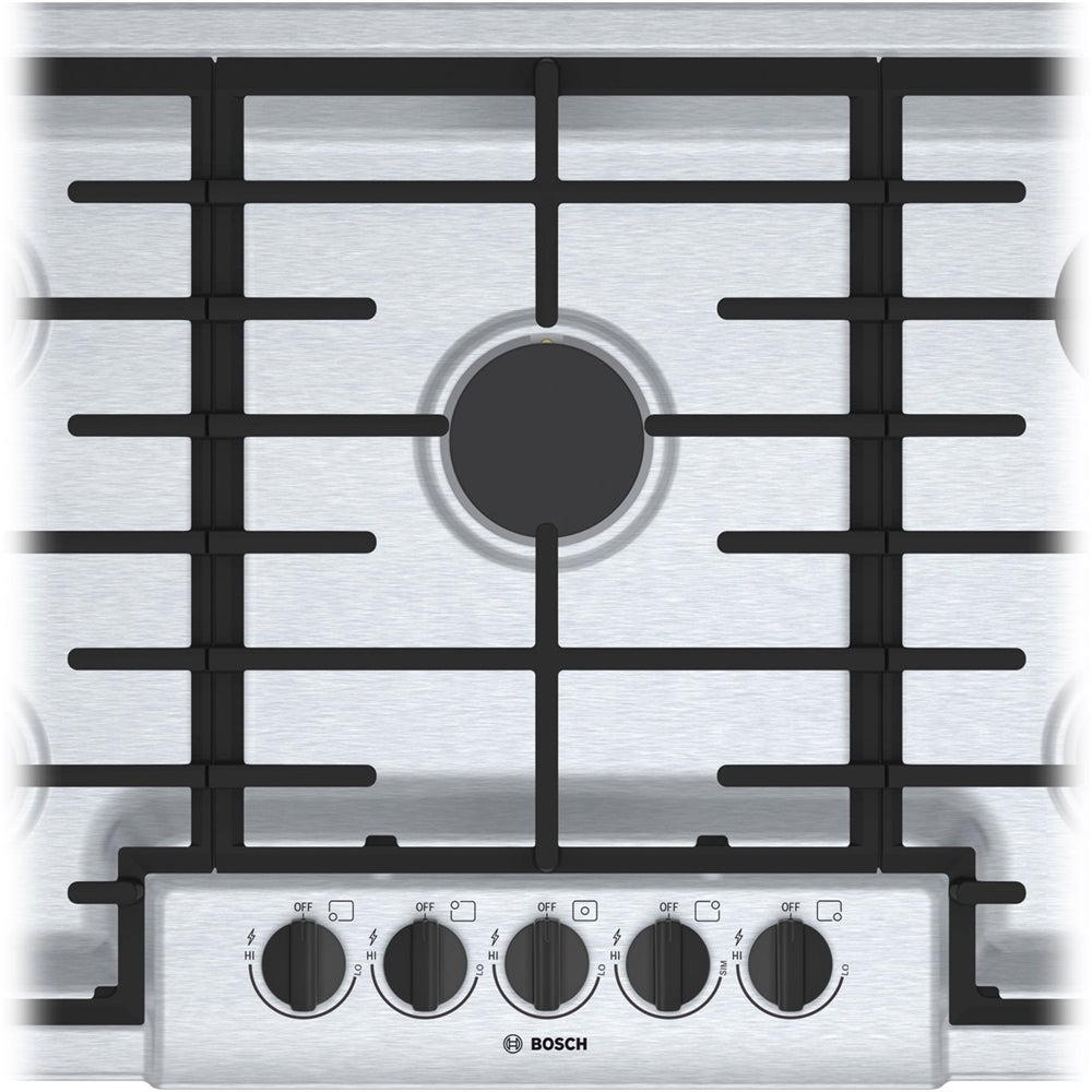 Bosch NGM5656UC 500 Series, 36" Gas Cooktop, 5 Burners, Stainless Steel
