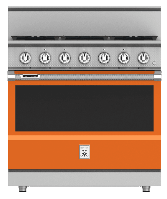 Hestan KRD365NGOR 36" 5-Burner Dual Fuel Range - Natural Gas - Orange / Citra