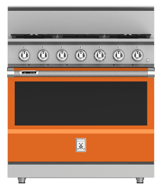 Hestan KRD365NGOR 36" 5-Burner Dual Fuel Range - Natural Gas - Orange / Citra