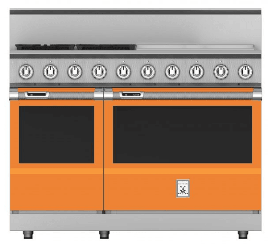 Hestan KRD484GDLPOR 48" 4-Burner Dual Fuel Range With 24" Griddle - Liquid Propane - Orange / Citra