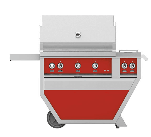 Hestan GMBR36CX2LPRD Hestan 36" Liquid Propane Gas Deluxe Freestanding Grill And Cart W/ Double Side Burner Gmbr36Cx2 - Red (Custom Color: Matador)