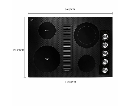 Kitchenaid KCED600GBL 30" Electric Downdraft Cooktop With 4 Elements - Black