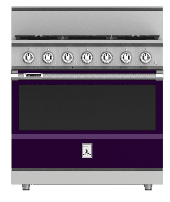Hestan KRD364GDNGPP 36" 4-Burner Dual Fuel Range With 12" Griddle - Natural Gas - Purple / Lush