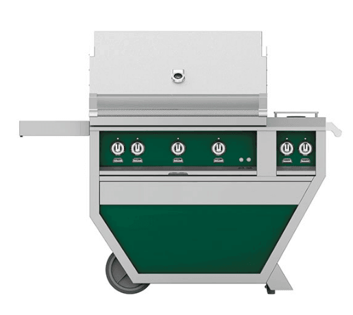 Hestan GMBR36CX2LPGR Hestan 36" Liquid Propane Gas Deluxe Freestanding Grill And Cart W/ Double Side Burner Gmbr36Cx2 - Green (Custom Color: Grove)