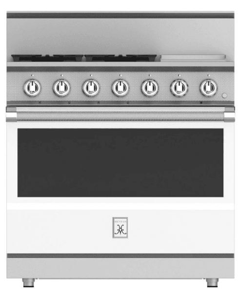 Hestan KRG364GDNGWH 36" 4-Burner All Gas Range With 12" Griddle - Natural Gas - White / Froth