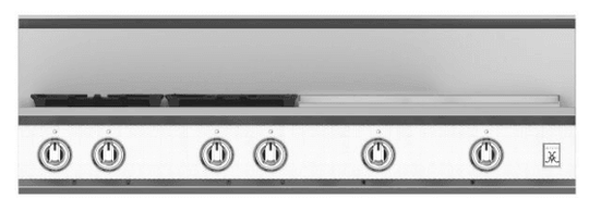 Hestan KRT484GDNGWH 48" 4-Burner Rangetop With 24" Griddle - Natural Gas - White / Stealth