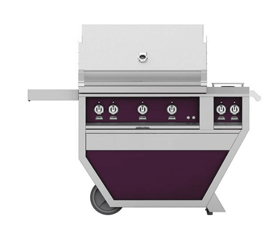 Hestan GMBR36CX2LPPP Hestan 36" Liquid Propane Gas Deluxe Freestanding Grill And Cart W/ Double Side Burner Gmbr36Cx2 - Purple (Custom Color: Lush)
