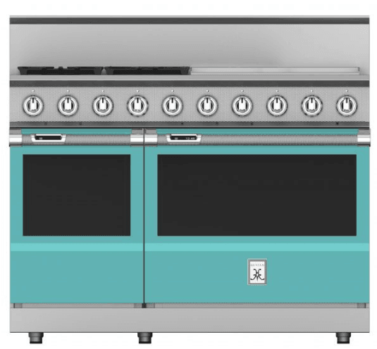 Hestan KRD484GDNGTQ 48" 4-Burner Dual Fuel Range With 24" Griddle - Natural Gas - Turquoise / Bora Bora
