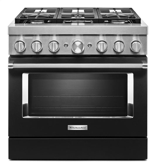 Kitchenaid KFDC506JBK Kitchenaid® 36'' Smart Commercial-Style Dual Fuel Range With 6 Burners - Imperial Black