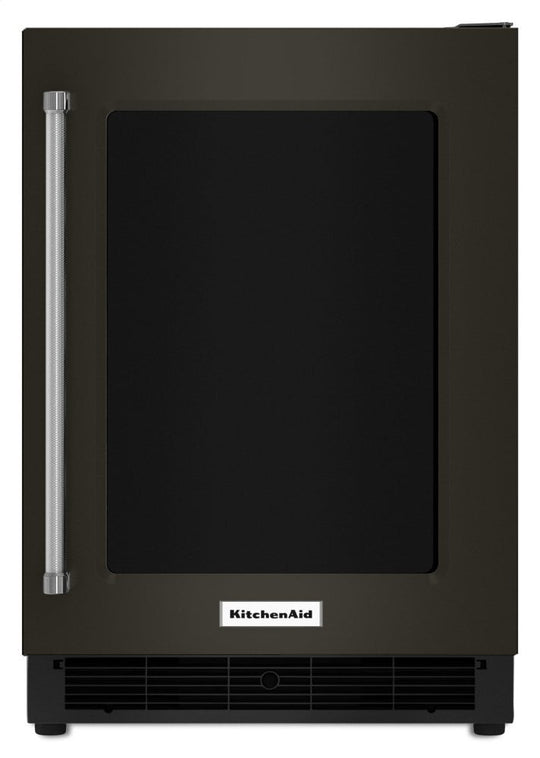 Kitchenaid KURR304EBS 24" Undercounter Refrigerator With Glass Door And Metal Trim Shelves - Black Stainless Steel With Printshield™ Finish