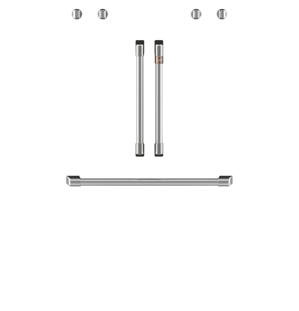 Cafe CXWDFHKPMSS Café 2 French-Door Handles; 1 - 30" Handle; 4 Knobs - Brushed Stainless