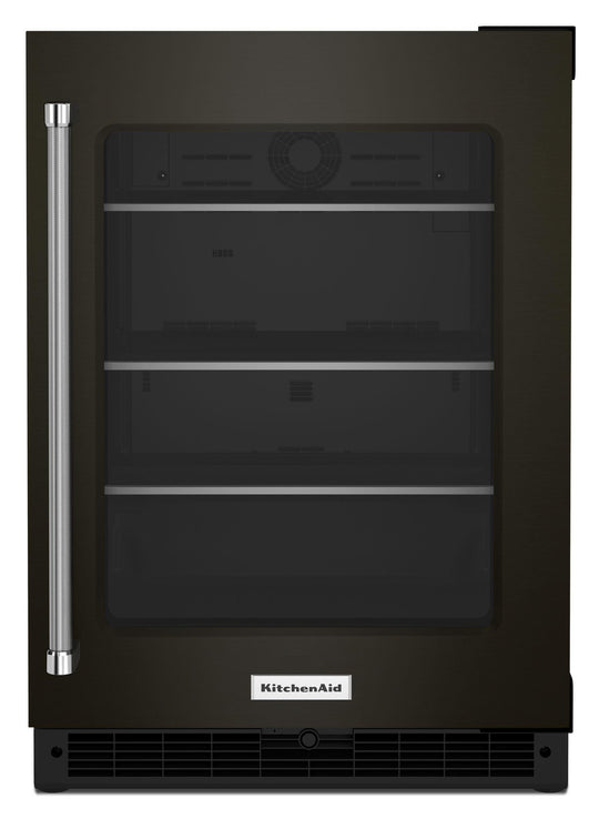 Kitchenaid KURR314KBS 24" Undercounter Refrigerator With Glass Door And Shelves With Metallic Accents - Black Stainless Steel With Printshield™ Finish