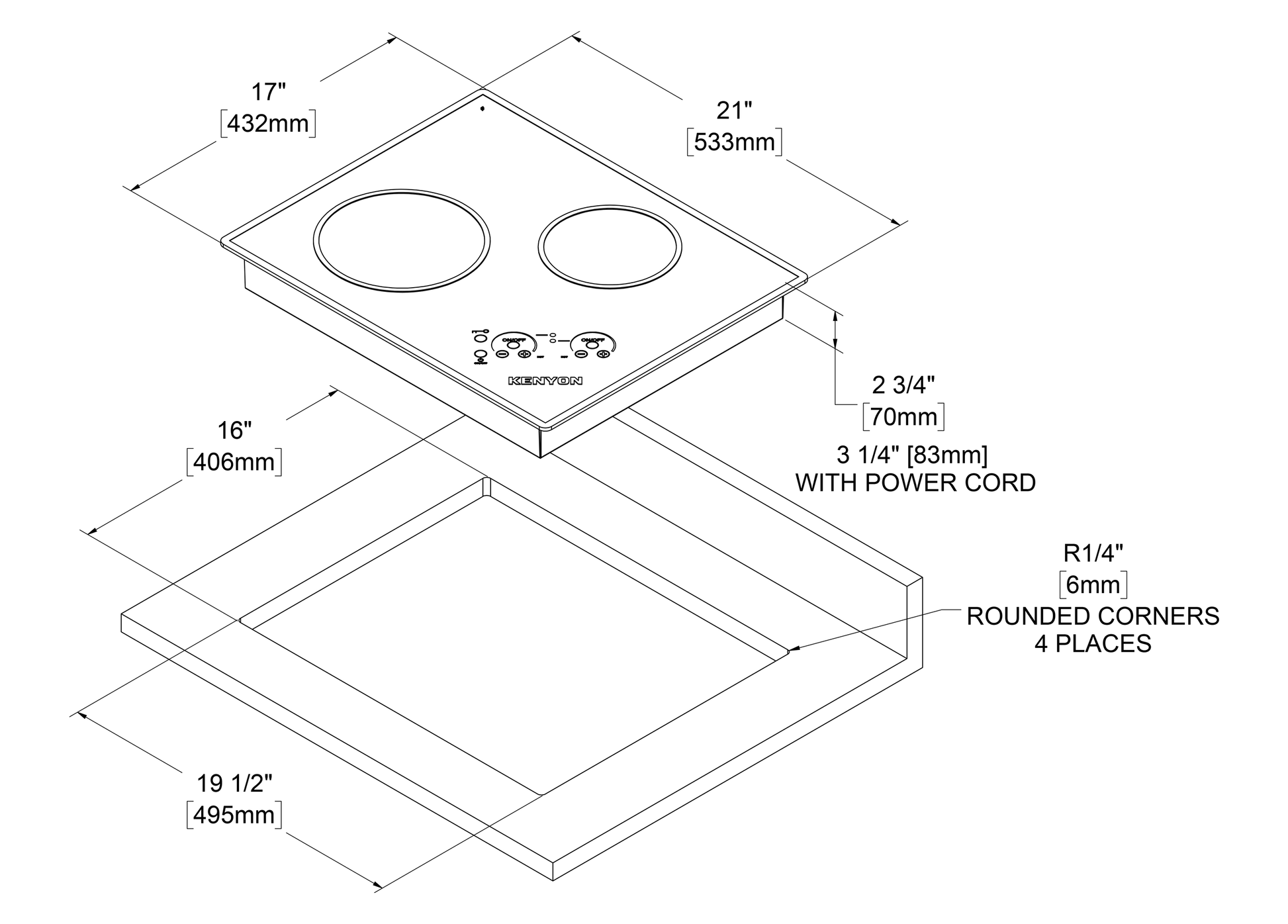 Kenyon B41798T30 Lite-Touch Q® Glacier 2 Burner Xl