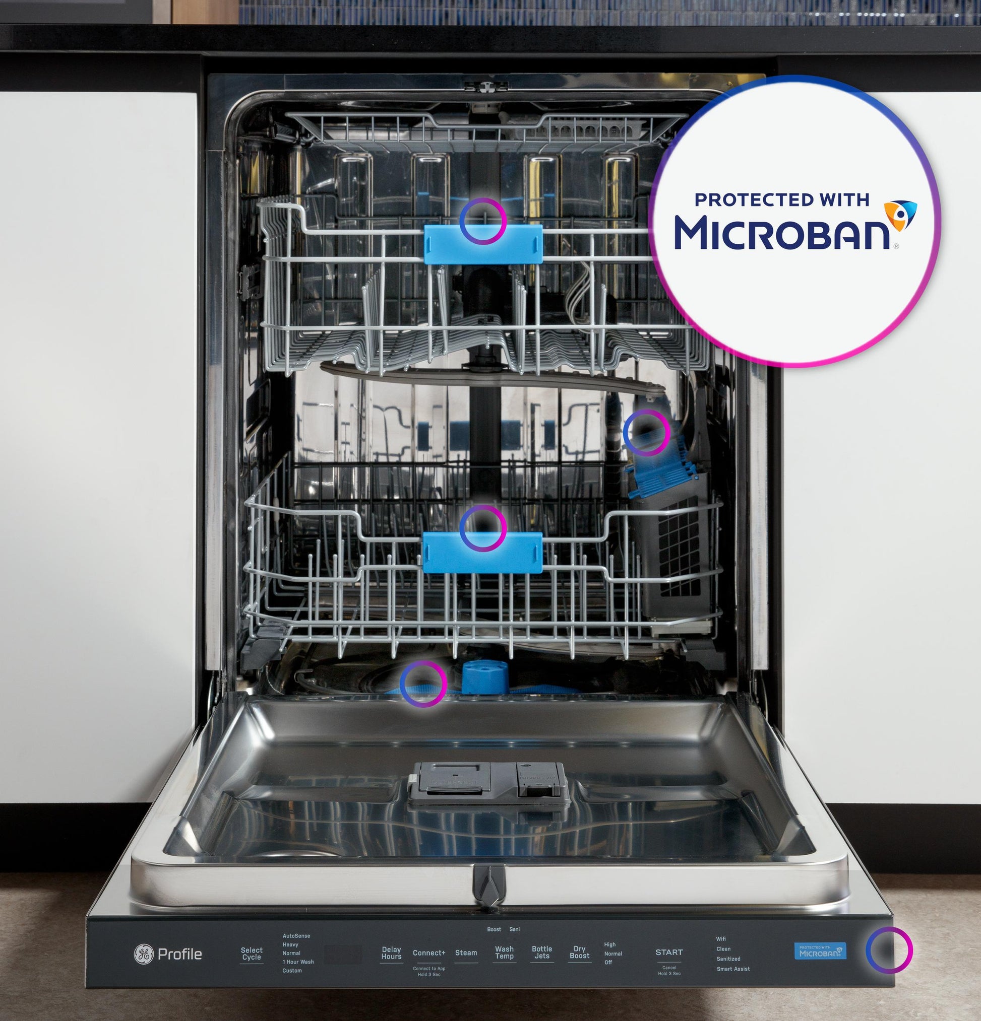 Ge Appliances PDP715SYVFS Ge Profile&#8482; Fingerprint Resistant Top Control With Stainless Steel Interior Dishwasher With Microban&#8482; Antimicrobial Protection With Sanitize Cycle