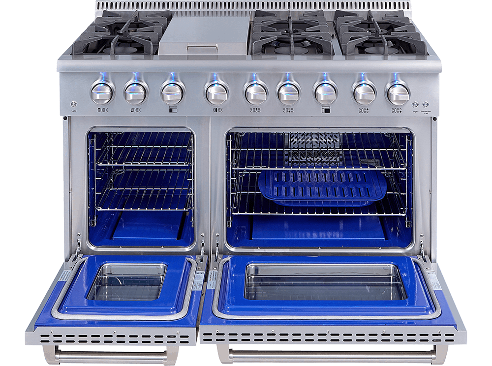 Thor Kitchen HRG4808ULP 48 Inch 6 Burner Professional Gas Range (Video Demo) - Liquid Propane