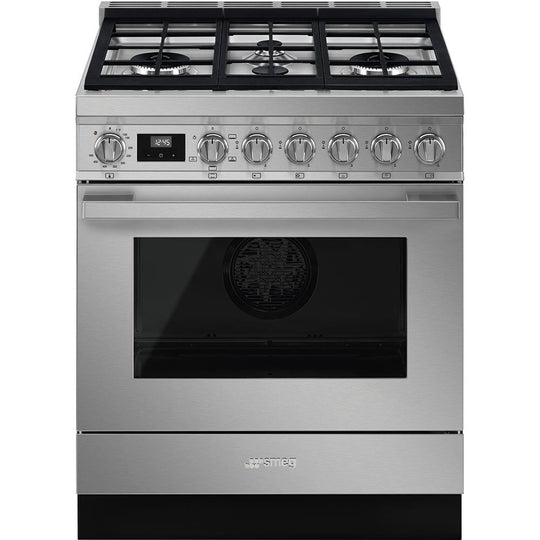 Smeg CPF30UGGX Portofino Pro-Style All-Gas Range, Gray, 30" X 25"