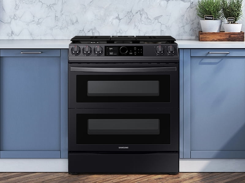 Samsung NY63T8751SG 6.3 Cu. Ft. Flex Duo&#8482; Front Control Slide-In Dual Fuel Range With Smart Dial, Air Fry & Wi-Fi In Black Stainless Steel