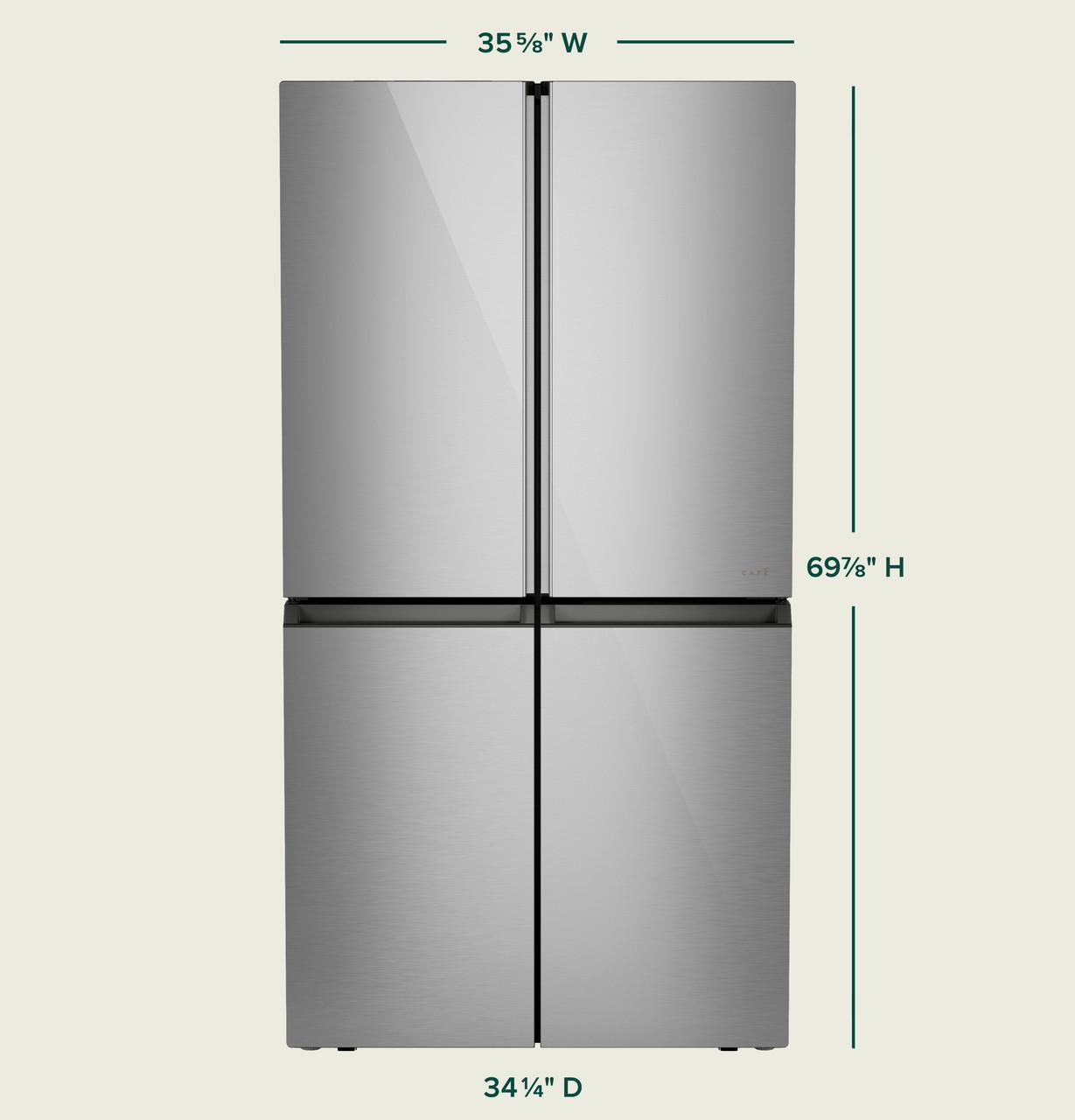 Cafe CAE28DM5TS5 Café&#8482; Energy Star® 27.4 Cu. Ft. Smart Quad-Door Refrigerator In Platinum Glass With Dual-Dispense Autofill Pitcher