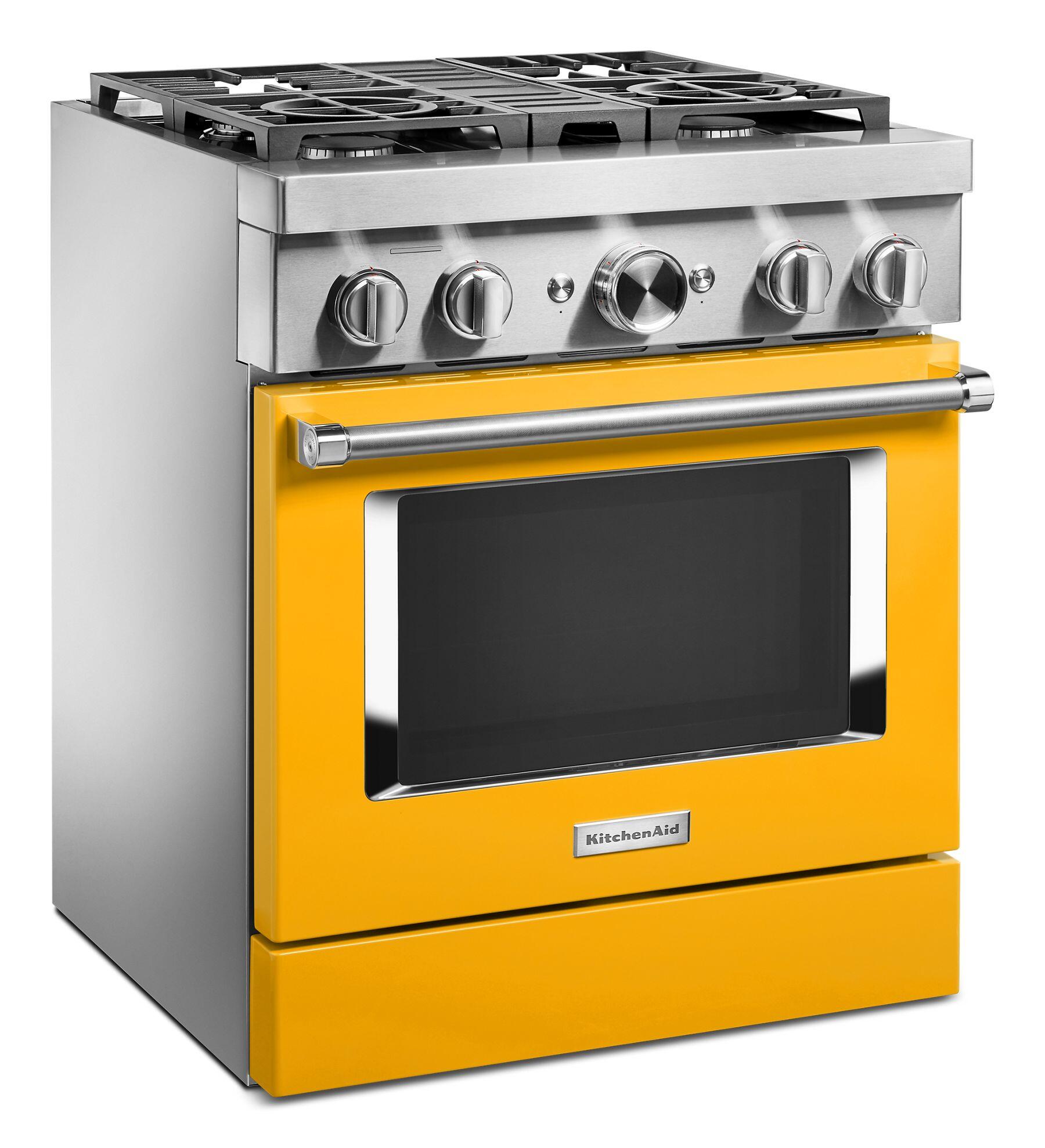 Kitchenaid KFDC500JYP Kitchenaid® 30'' Smart Commercial-Style Dual Fuel Range With 4 Burners - Yellow Pepper