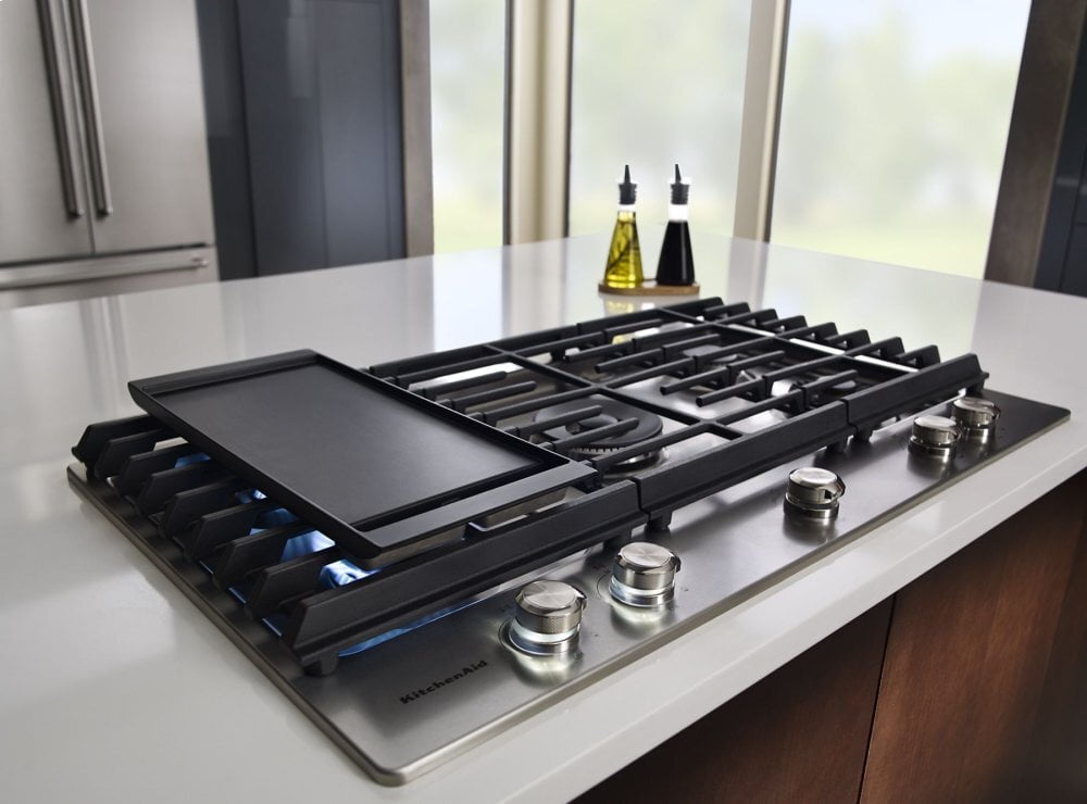 Kitchenaid KCGS956ESS 36" 5-Burner Gas Cooktop With Griddle - Stainless Steel