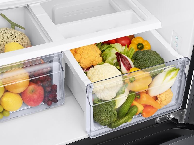 Samsung RF18A5101SG 18 Cu. Ft. Smart Counter Depth 3-Door French Door Refrigerator In Black Stainless Steel