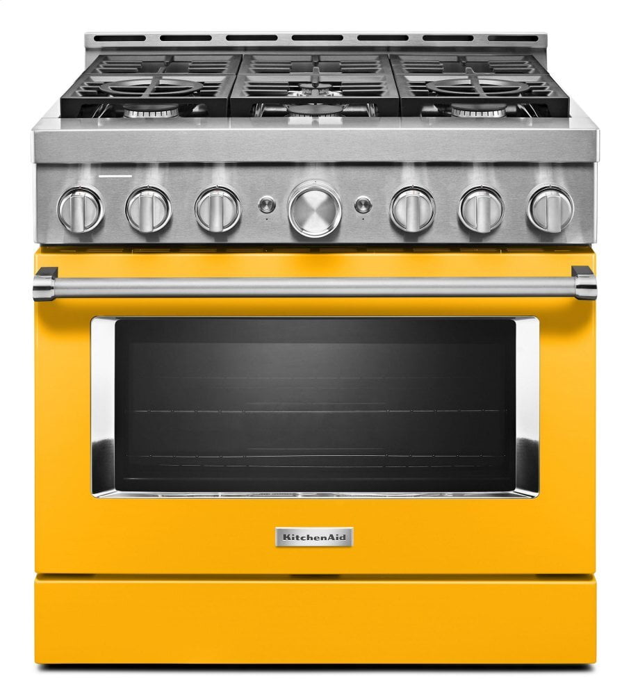 Kitchenaid KFGC506JYP Kitchenaid® 36'' Smart Commercial-Style Gas Range With 6 Burners - Yellow Pepper