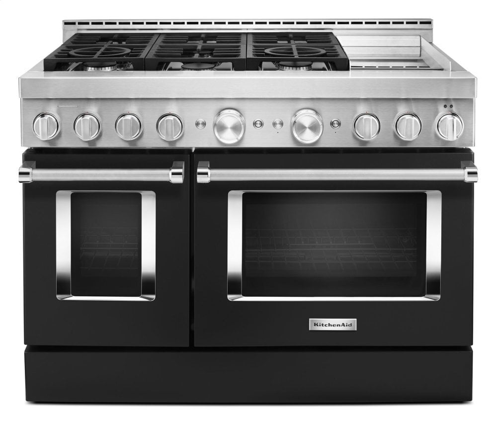 Kitchenaid KFGC558JBK Kitchenaid® 48'' Smart Commercial-Style Gas Range With Griddle - Imperial Black