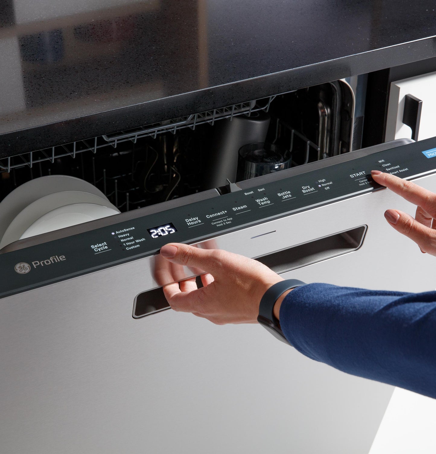 Ge Appliances PDP715SYVFS Ge Profile&#8482; Fingerprint Resistant Top Control With Stainless Steel Interior Dishwasher With Microban&#8482; Antimicrobial Protection With Sanitize Cycle