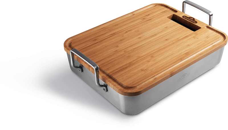 Napoleon Bbq 56033 Premium Stainless Steel Roasting Pan With Bamboo Cutting Board