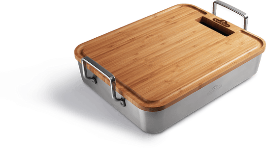 Napoleon Bbq 56033 Premium Stainless Steel Roasting Pan With Bamboo Cutting Board