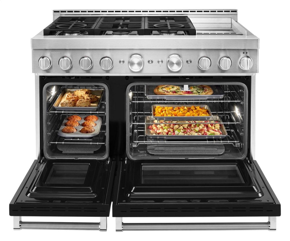 Kitchenaid KFGC558JBK Kitchenaid® 48'' Smart Commercial-Style Gas Range With Griddle - Imperial Black