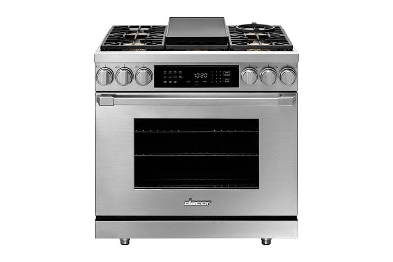Dacor HDPR36SNGH 36" Dual Fuel Pro Range, Silver Stainless Steel, Natural Gas/High Alttitude