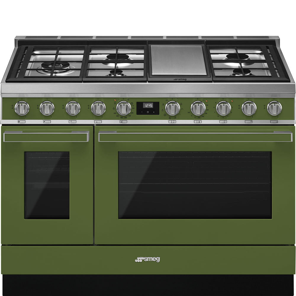 Smeg CPF48UGMOG Portofino Pro-Style Dual Fuel Range, Green, 48" X 25"