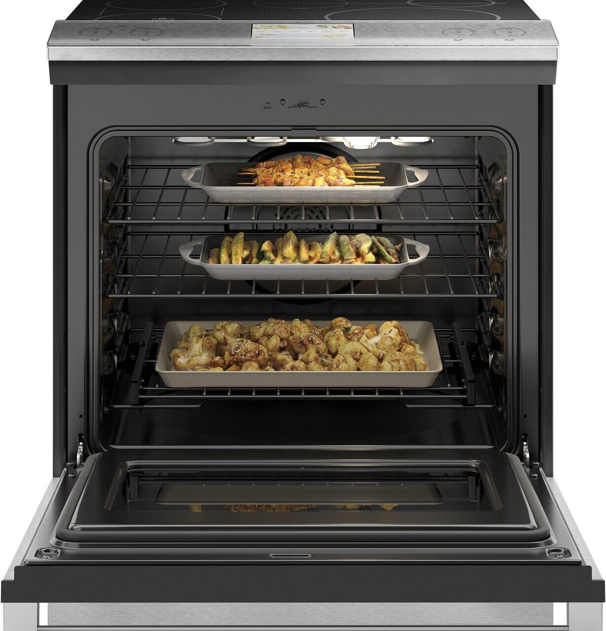 Cafe CHS90XM2NS5 Café 30" Smart Slide-In, Front-Control, Induction And Convection Range With In-Oven Camera In Platinum Glass