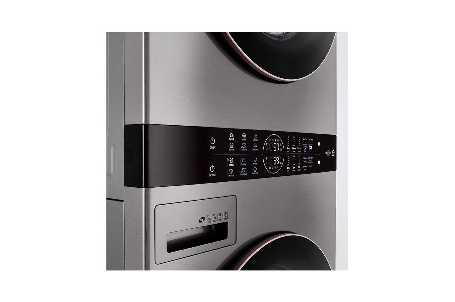 Lg WKE100HVA Single Unit Front Load Lg Washtower&#8482; With Center Control&#8482; 4.5 Cu. Ft. Washer And 7.4 Cu. Ft. Electric Dryer