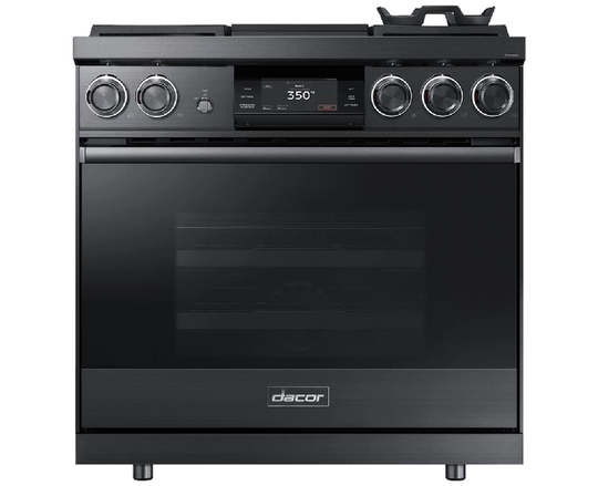 Dacor DOP36M94DLM 36" Pro Dual-Fuel Steam Range, Graphite Stainless Steel, Natural Gas