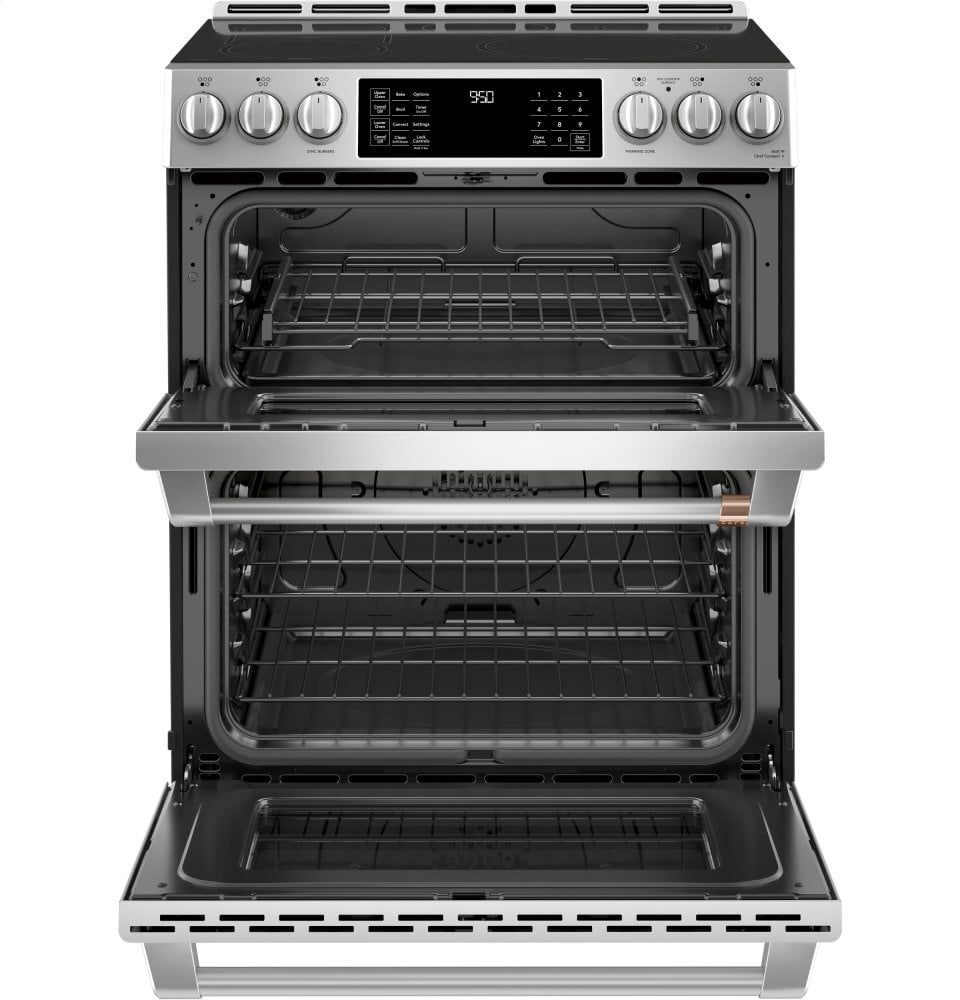 Cafe CHS950P2MS1 Café 30" Smart Slide-In, Front-Control, Induction And Convection Double-Oven Range