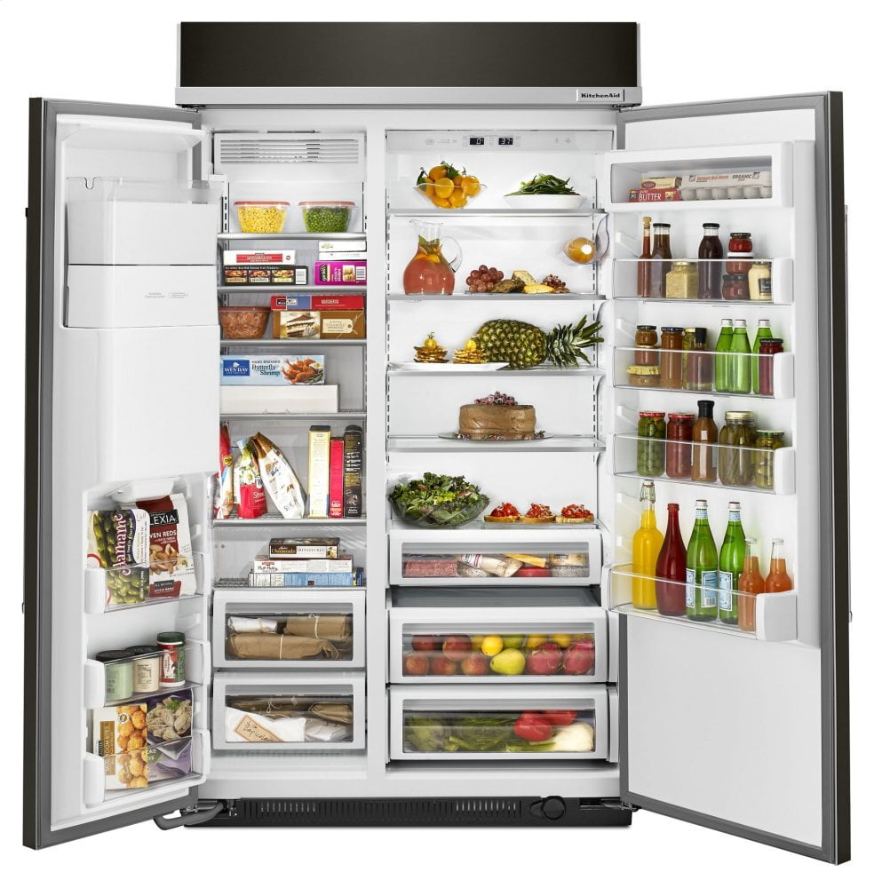 Kitchenaid KBSD608EBS 29.5 Cu. Ft 48-Inch Width Built-In Side By Side Refrigerator With Printshield&#8482; Finish - Black Stainless Steel With Printshield&#8482; Finish