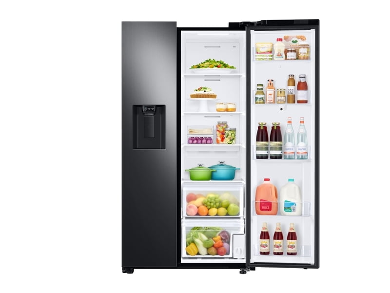 Samsung RS22T5561SG 22 Cu. Ft. Counter Depth Side-By-Side Refrigerator With Touch Screen Family Hub&#8482; In Black Stainless Steel