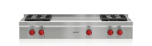 Wolf SRT484F 48" Sealed Burner Rangetop - 4 Burners And French Top