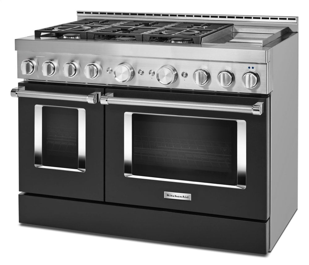 Kitchenaid KFGC558JBK Kitchenaid® 48'' Smart Commercial-Style Gas Range With Griddle - Imperial Black