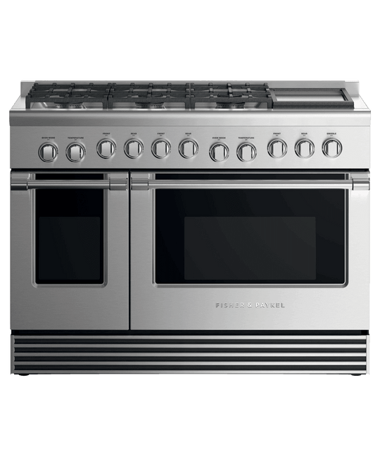 Fisher & Paykel RGV2486GDLN Gas Range, 48", 6 Burners With Griddle, Lpg