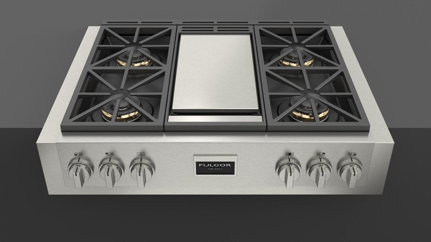 Fulgor Milano F6GRT364GS1 Sofia 36" Pro Gas Rangetop With Griddle