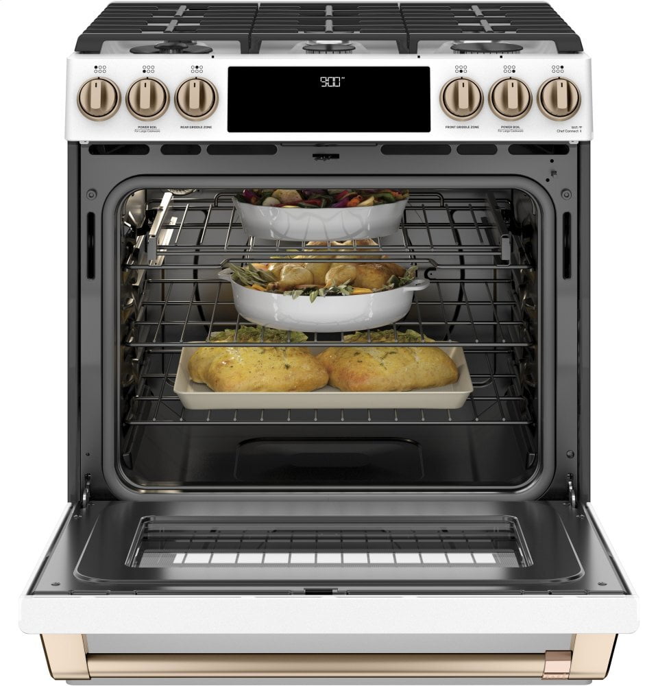 Cafe C2S900P4MW2 Café 30" Smart Slide-In, Front-Control, Dual-Fuel Range With Warming Drawer