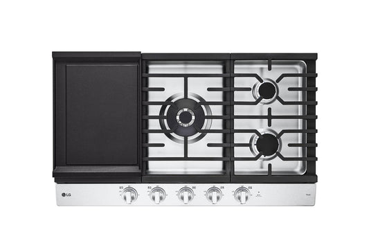 Lg CBGJ3627S 36" Smart Gas Cooktop With Ultraheat™ 22K Btu Dual Burner And Led Knobs