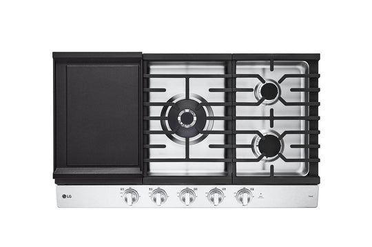 Lg CBGJ3627S 36" Smart Gas Cooktop With Ultraheat™ 22K Btu Dual Burner And Led Knobs