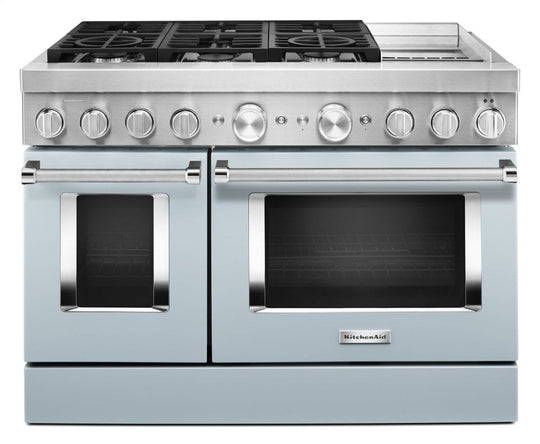 Kitchenaid KFDC558JMB Kitchenaid® 48'' Smart Commercial-Style Dual Fuel Range With Griddle - Misty Blue