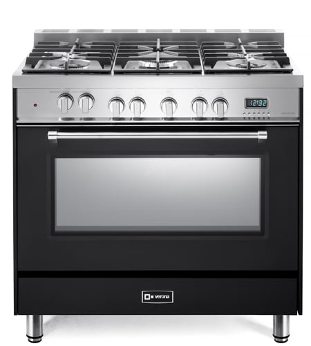 Verona VPFSGE365E Matte Black 36" Dual Fuel Single Oven Range - Prestige Series